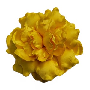 M&S Schmalberg 4.5&quot; Yellow Gardenia Flower Millinery Fabric Flowers Brooch Pin