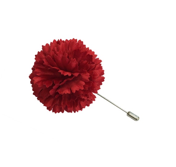 M&S Schmalberg 2 Red Satin Carnation Brooch Men's Lapel Pin Made in USA  stick Pin -  Canada