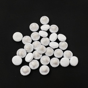 100 Bridal Fabric Covered Buttons Approx 7/16&quot; (16 Ligne) - Off White Luxurious Silk Mesh, Organza and Lining, Covered Canvas Back