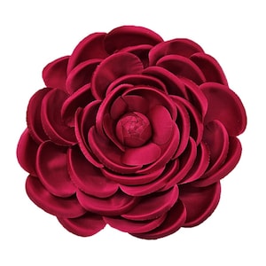 M&S Schmalberg 10&quot; Large Oversized Classic Camellia Brooch Pin Fabric Flower Pin Hot Pink Fuschia Made in USA