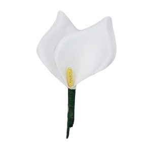 M&S Schmalberg White Calla Lily Brooch Pin Fabric Flower Pin White Made in USA
