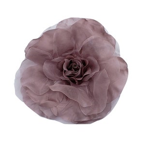 M&S Schmalberg 8&quot; Silk Mauve Rose Large Oversized Flower Brooch Pin - Made in USA