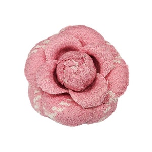 M&S Schmalberg 3" Pink and White Wool Tweed Camellia Fabric Flower Brooch Pin