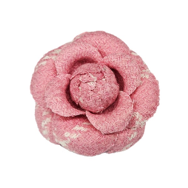 M&S Schmalberg 3" Rose et Blanc Laine Tweed Camellia Tissu Fleur Broche