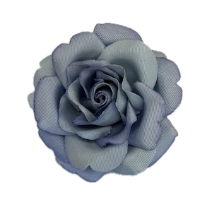 M&S Schmalberg 3.5&quot; Hand Dyed Blue Faille Rose Fabric Flower. Artificial Brooch Pin - Made in America.