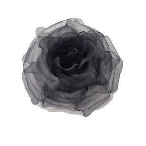 M&S Schmalberg 3" Hand-Dyed Silk Millinery Rose Silk Fabric Flower Brooch Pin (Gray)