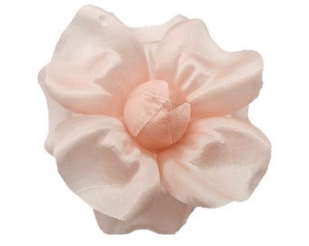 M&S Schmalberg 4.5" Modern Camellia Couture Blush Light Pink Silk Flower Brooch Pin