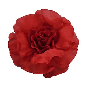 M&S Schmalberg 8&quot; Large Oversized Red Rose Silk Flower Brooch Pin - Made in USA