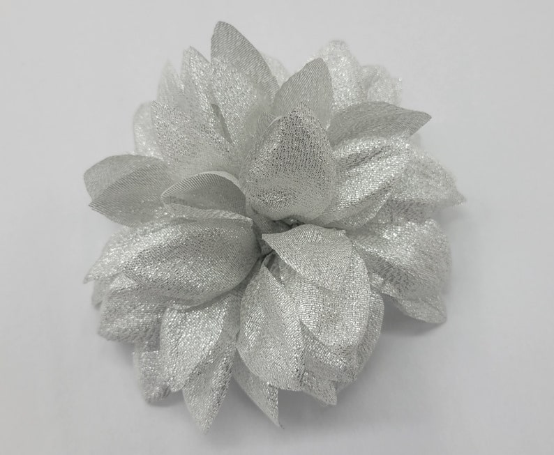 M&S Schmalberg 5 Silver Metallic Lame Chrysanthemum Flower Brooch Made in USA image 6