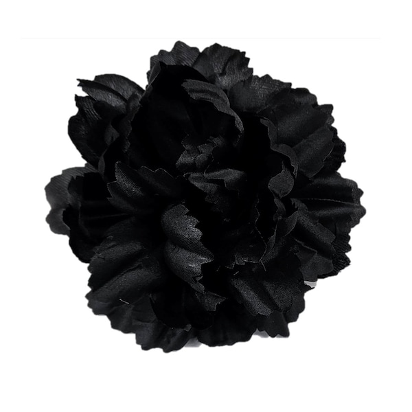 M&S Schmalberg 5" Modern Chrysanthemum (Mum) Black Silk Fabric Flower Brooch Pin Handmade in NYC