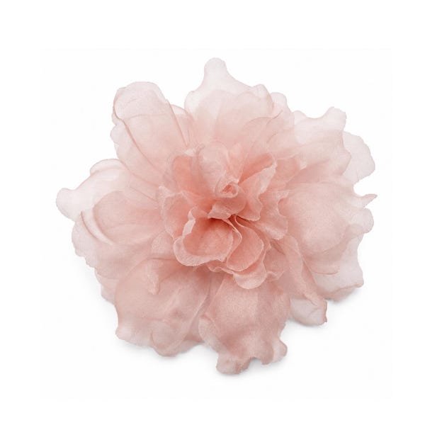 M&S Schmalberg 4.5" Light Blush Pink Flower Gardenia Flower Silk Organza Millinery Fabric Flower Brooch Pin