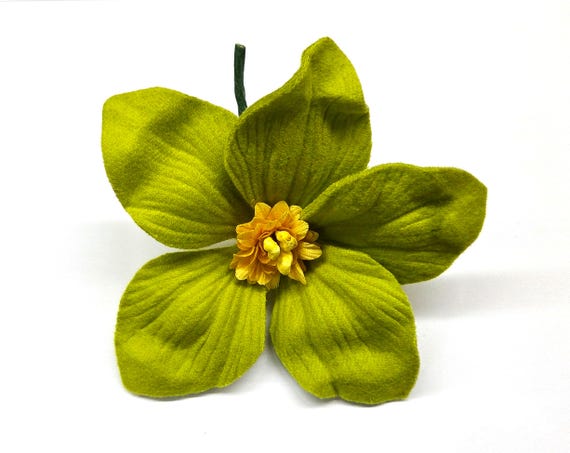 M&S Schmalberg 5" Lime Green Felt Lily Hand-Wired Millinery Artificial Fabric Flower Pin