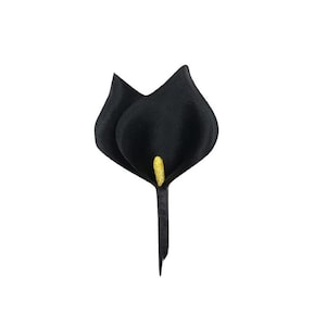Broche M&S Schmalberg Lys calla noir Épingle fleur en tissu fabriquée aux États-Unis