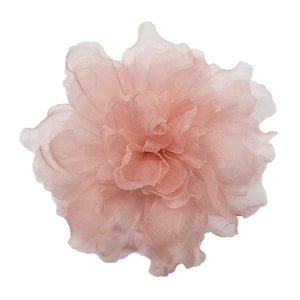 M&S Schmalberg 4.5&quot; Light Blush Pink Flower Gardenia Flower Silk Organza Millinery Fabric Flower Brooch Pin