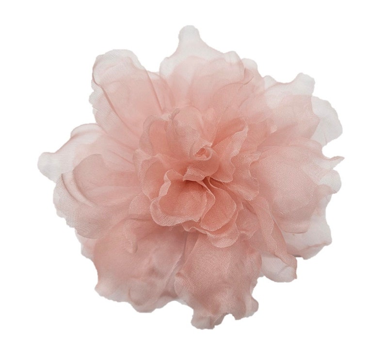 M&S Schmalberg 4.5 Light Blush Pink Flower Gardenia Flower Silk Organza Millinery Fabric Flower Brooch Pin image 1