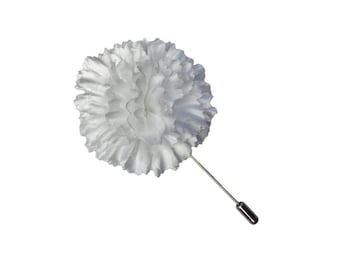 M&S Schmalberg 2" White Wedding Carnation Groomsmen Groom Boutonniere Brooch Men's Lapel Pin Made in USA (Stick Pin)