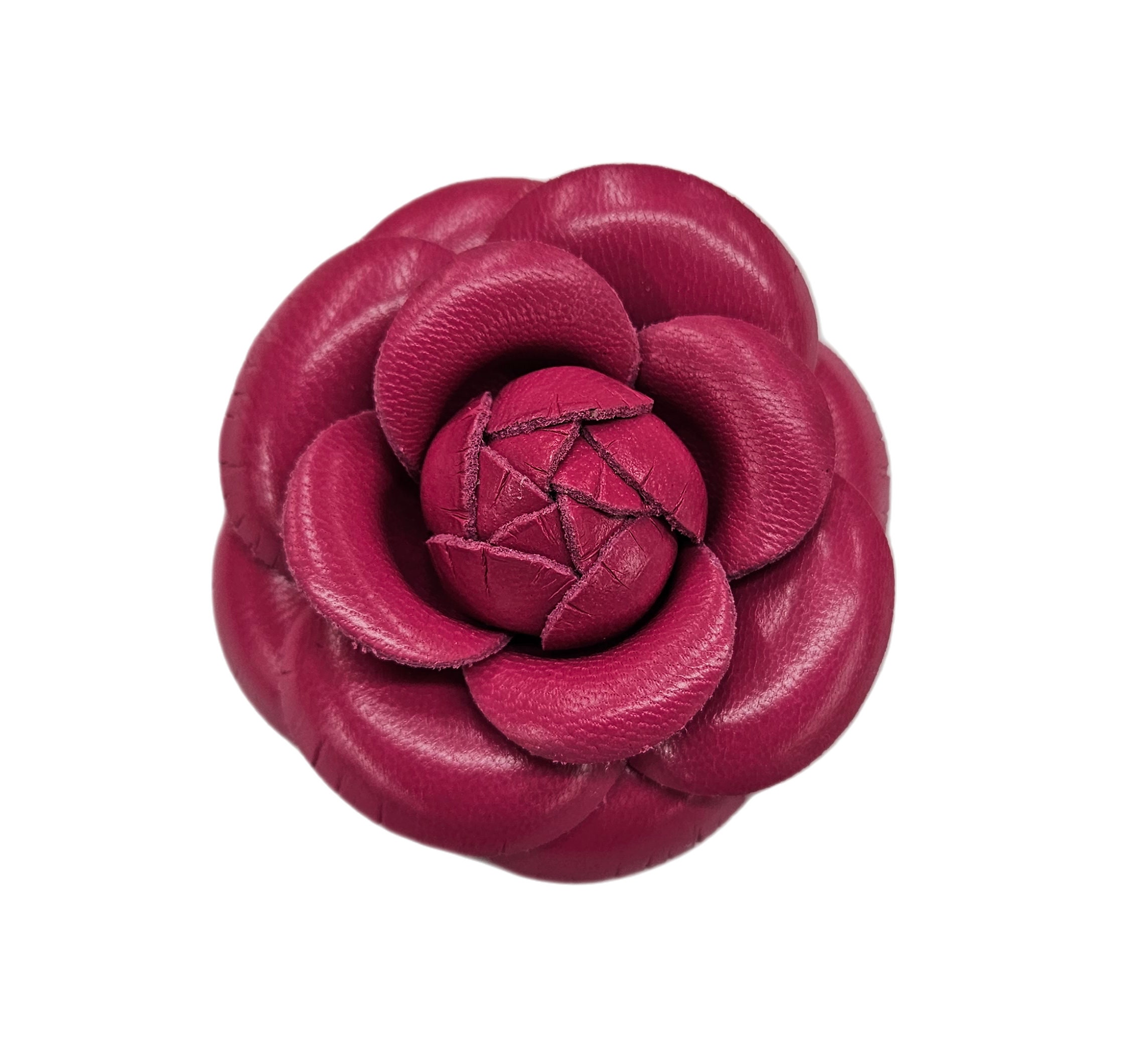 CHANEL Metallic Red White Camellia Flower Holiday Acrylic for brooch or pin  NEW