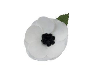 2.25" M&S Schmalberg Fabric Flower Pin Brooch Flower. White Satin Hand-Made in New York's Garment Center