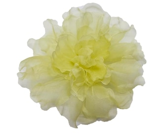M&S Schmalberg 4.5" Lemon Pale Yellow Flower Gardenia Flower Silk Organza Millinery Fabric Flower Brooch Pin