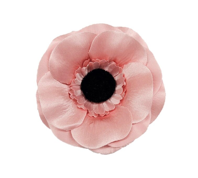 M&S Schmalberg 3.75" Pink Anemone Flower Millinery Fabric Flowers Brooch Pin