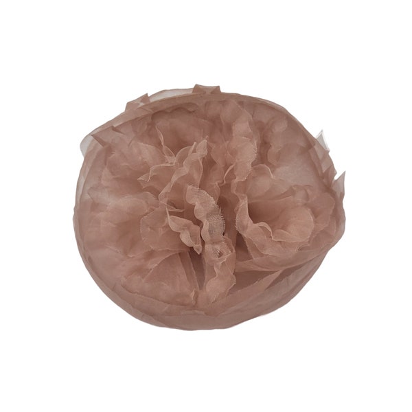 M&S Schmalberg 3.5" Dusty Pink Silk Peony Ranunculus Silk Fabric Flower Brooch Pin