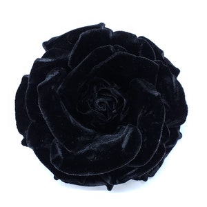 5&quot; Black Velvet Rose Flower Pin - Flor artificial feita em Nova York