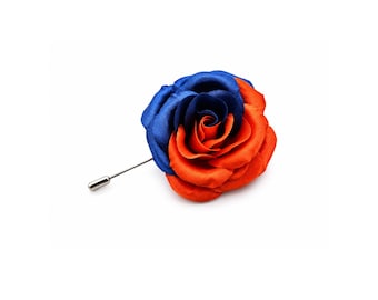 Broche de lapela M&S Schmalberg 2" inspirado no New York Knicks, nas cores laranja e azul.