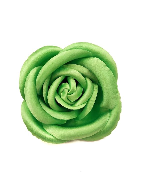 M&S Schmalberg 3 Green Twisted Silk Fabric Flower Brooch Pin Luck