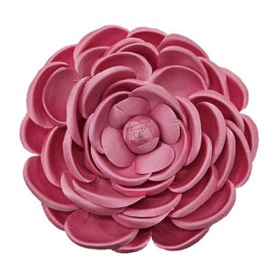 M&S Schmalberg 10&quot; Large Oversized Classic Camellia Brooch Pin Fabric Flower Pin Pink Made in USA