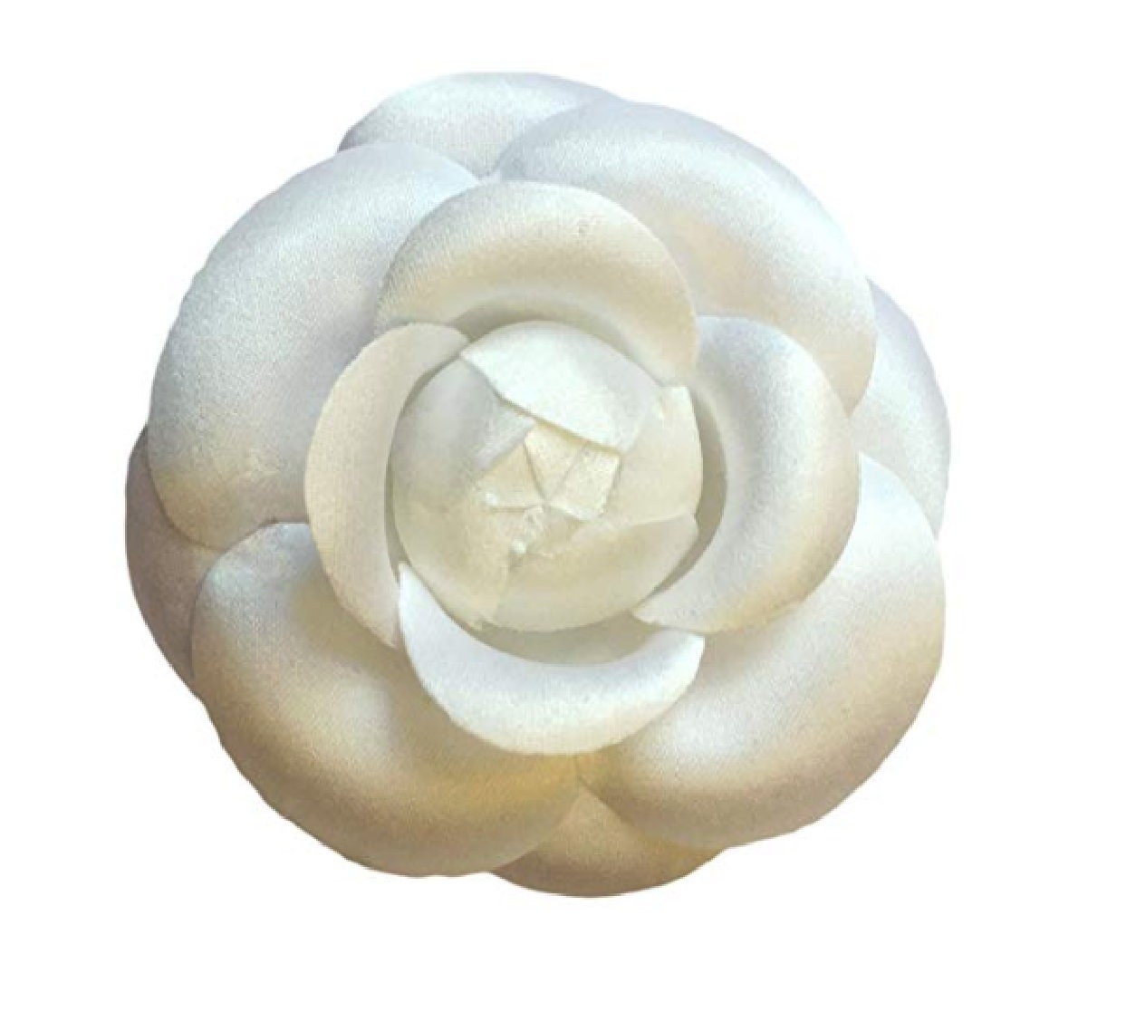 Chanel Black & White Grosgrain Camellia Flower Brooch .  Luxury, Lot # 19077