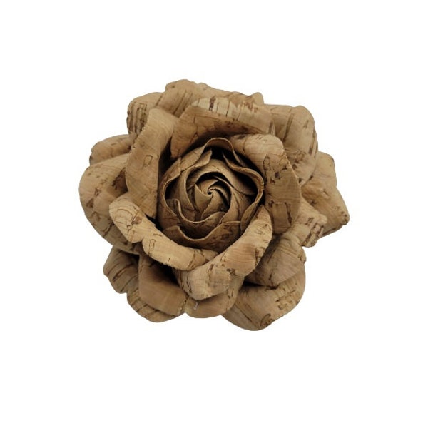 M&S Schmalberg 3.5" Real Cork Classic Rose Flower Brooch Pin American Made