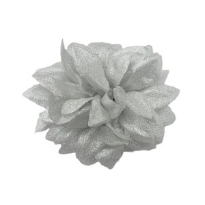 M&S Schmalberg 5 Silver Metallic Lame Chrysanthemum Flower Brooch Made in USA image 1