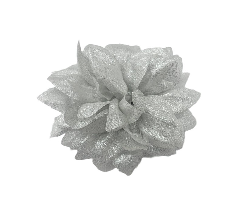 M&S Schmalberg 5 Silver Metallic Lame Chrysanthemum Flower Brooch Made in USA image 1