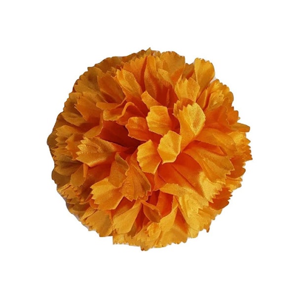 M&S Schmalberg 3.5" Silk Marigold Flower Brooch Pin.  Silk Fabric Flower Pin Made in New York