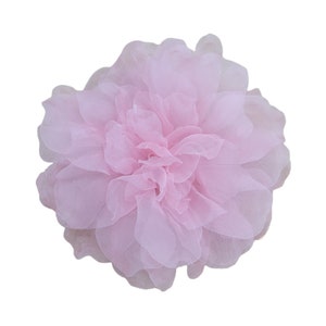 M&S Schmalberg 6&quot; Large Organza Flower Pink Gardenia Flower Silk Millinery Fabric Flower Brooch Pin