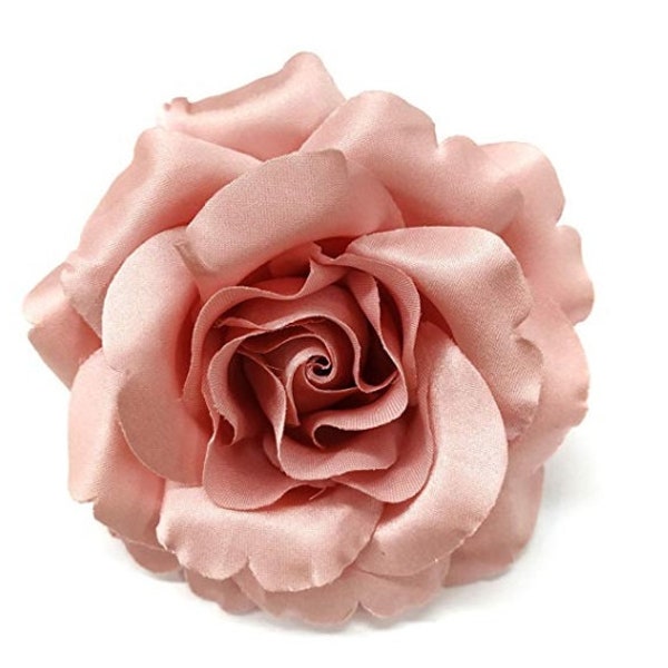 M&S Schmalberg 3.5" Pink Satin Rose Flower Brooch Pin - Made in USA