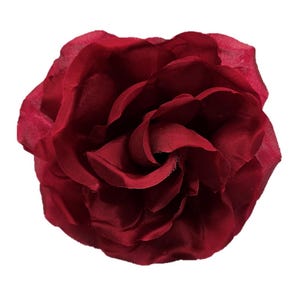 M&S Schmalberg Flower Large 7-inch Lucy Rose, 100% Silk Flower Brooch Pin Great For Millinery, Costume and Fashion Design   |   Red