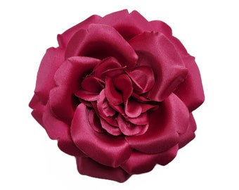 Broche de tela con flores de rosa fucsia en flor de M&S Schmalberg de 8,9 cm (3,5"), accesorio de moda.
