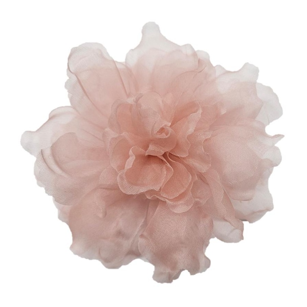 M&S Schmalberg 4.5" Light Blush Pink Flower Gardenia Flower Silk Organza Millinery Fabric Flower Brooch Pin