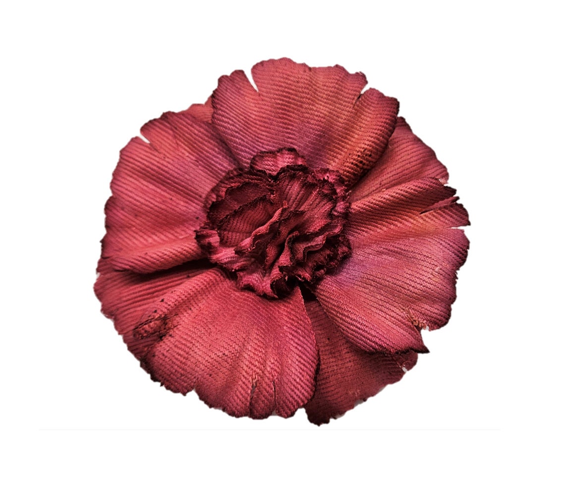 M&S Schmalberg 4" Hand Dyed Denim Flower - Shades of Fuchsia, Magenta, Pink and Mauve Millinery Artificial Brooch Pin