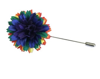 M&S Schmalberg 1.5" Rainbow Pride Satin Carnation Brooch Men's Lapel Pin Made in USA (Stick Pin)