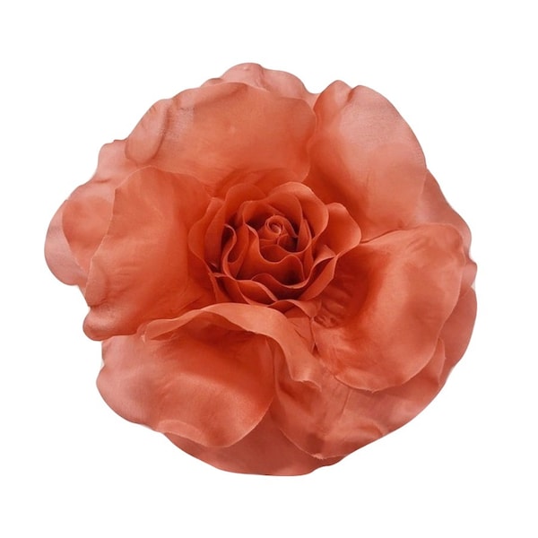 Grande broche surdimensionnée en soie rose corail de 20 cm de M&S Schmalberg - Fabriquée aux États-Unis