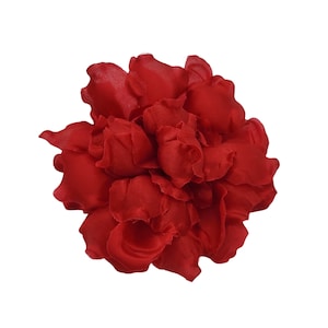 M&S Schmalberg 4.5&quot; Red Flower Gardenia Flower Silk Millinery Fabric Flower Brooch Pin