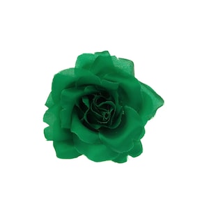 M&S Schmalberg 3.5" Green Silk Rose Fabric Flower Brooch Pin - Luck of the Irish St. Patrick's Day Flower