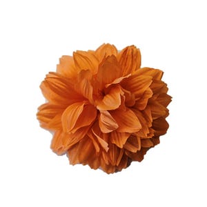 M&S Schmalberg 4&quot; Mango Orange Flower Chrysanthemum Mum Flower Silk Millinery Fabric Flower Brooch Pin