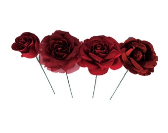 Valentine's Day Flowers Bouquet - 4 Flowers Roses on long stem Hand-Made in NYC