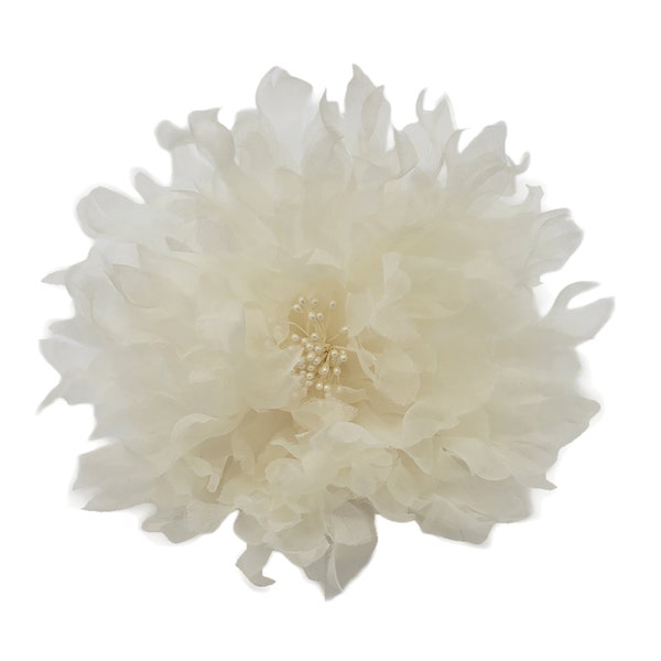 M&S Schmalberg Broche fleur de mariage en organza de soie ivoire clair 17,8 cm - Fabriqué aux États-Unis (fleur de mariée)