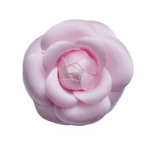 M&S Schmalberg 3&quot; Classic Camellia Brooch Pin Fabric Flower Pin Pink Made in USA