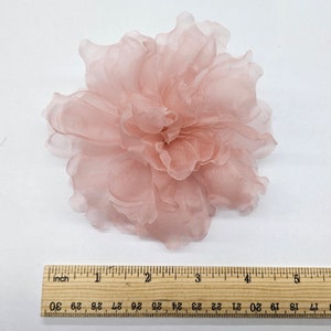 M&S Schmalberg 4.5 Light Blush Pink Flower Gardenia Flower Silk Organza Millinery Fabric Flower Brooch Pin image 2