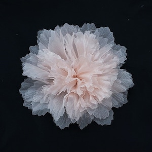 M&S Schmalberg 5.5" Light Pink Silk Organza Mum Wedding Flower Hair-Clip - Made in USA  (Bridal Flower)